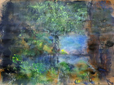 Peinture intitulée "PAYSAGE FANTASTIQUE" par Xavier Auffret, Œuvre d'art originale, Acrylique