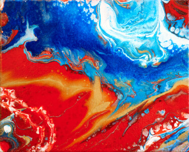 Painting titled "A river and banks" by Yuliya Solonevitš, Original Artwork, Acrylic Mounted on Wood Stretcher frame