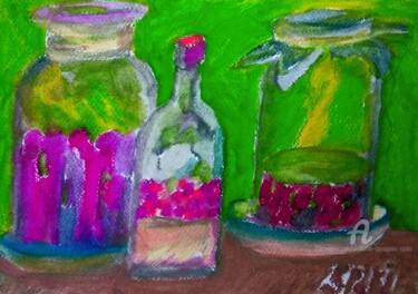 绘画 标题为“Trois liqueurs de:c…” 由Slobodan Spasojevic (Spaki), 原创艺术品, 粉彩