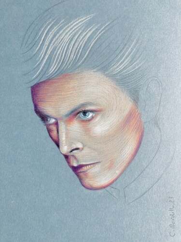 Zeichnungen mit dem Titel "David Bowie" von Cécile Mordillo, Original-Kunstwerk, Bleistift