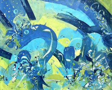 Painting titled "GENESIS EARTH 1" by Delphine Bernard, Original Artwork, Acrylic Mounted on Cardboard