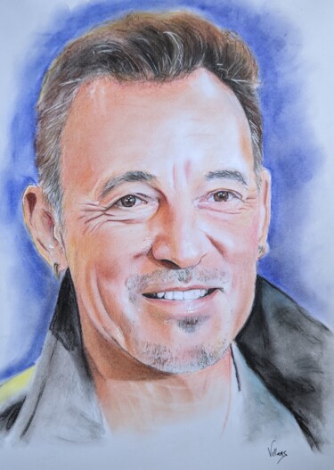 Bruce Springsteen Disegno intitolato "Bruce Springsteen" da Thierry Villers, Opera d'arte originale, Pastello