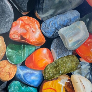 Peinture intitulée "Stones I" par Sabine Schramm, Œuvre d'art originale, Huile Monté sur Châssis en bois
