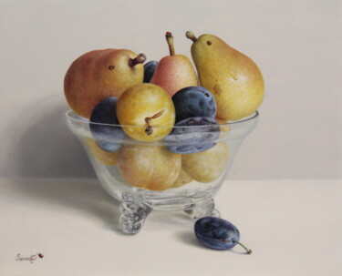 Peinture intitulée "Composition, coupe…" par Reza Sarrafi, Œuvre d'art originale, Huile Monté sur Châssis en bois