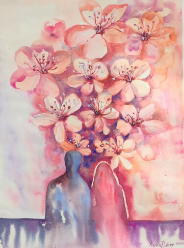 Ζωγραφική με τίτλο "Blossoms" από Nadiia Dubei, Αυθεντικά έργα τέχνης, Ακουαρέλα