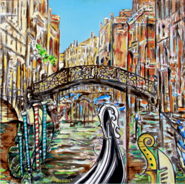 "Venise" başlıklı Tablo Sylvain Thieurmel tarafından, Orijinal sanat, Petrol Ahşap Sedye çerçevesi üzerine monte edilmiş