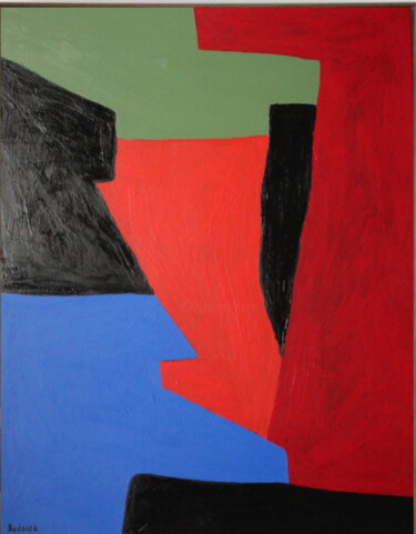 Abstrait contemporain formes géométriques "puissant" 81x65cm Painting titled "Abstrait contempora…" by Beatrice Bodasca, Original Artwork, Acrylic Mounted on Wood Stretcher frame