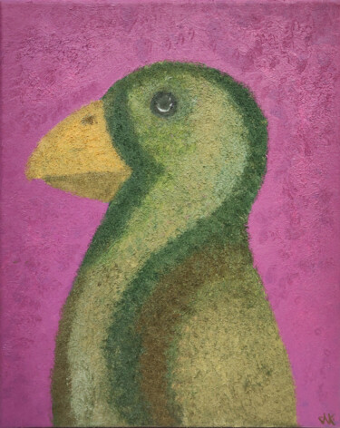 绘画 标题为“green bird” 由Nataliia Nikulina, 原创艺术品, 油 安装在木质担架架上