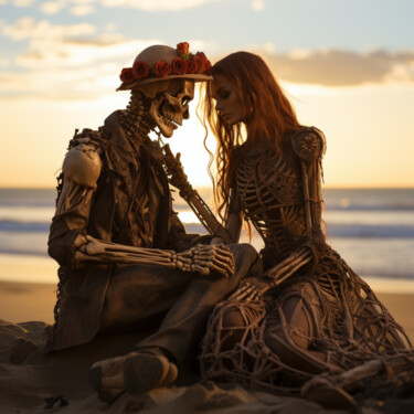 Digitale Kunst mit dem Titel "Beach Love 1" von Guze, Original-Kunstwerk, KI-generiertes Bild