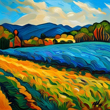 Digital Arts titled "Summer farm" by Michael C Bertsch, Original Artwork, 2D Digital Work