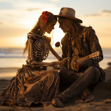 Digitale Kunst mit dem Titel "Beach Love 5" von Guze, Original-Kunstwerk, KI-generiertes Bild