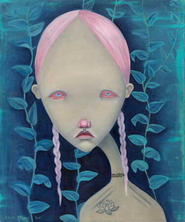 绘画 标题为“Choker” 由Julia Kuzina, 原创艺术品, 油 安装在木质担架架上