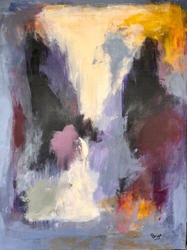 Painting titled "Une odeur de lavande" by Brigitte Gagné, Original Artwork, Acrylic