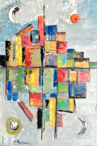 Chamboule Tout Painting titled "Chamboule Tout" by Sylvain Thieurmel, Original Artwork, Acrylic Mounted on Wood Stretcher frame