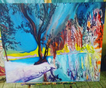 Pintura titulada "Bosque en llamas" por Yankuik Itzae, Obra de arte original, Oleo Montado en Bastidor de camilla de madera