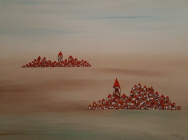 Painting titled "2 villages à la cam…" by André Roeser, Original Artwork, Acrylic Mounted on Wood Stretcher frame