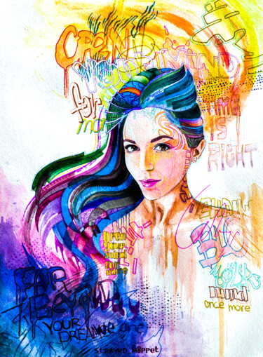 Zeichnungen mit dem Titel "Feeling of an open…" von Mark Kucherov, Original-Kunstwerk, Aquarell