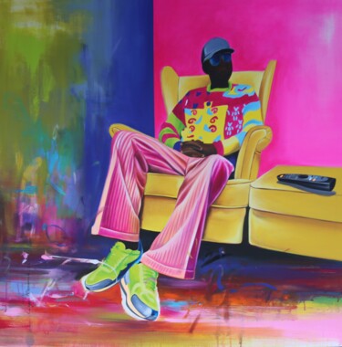 Peinture intitulée "Salle d'enttente" par Ley Mboramwe, Œuvre d'art originale, Acrylique