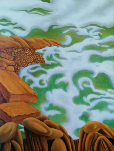 绘画 标题为“Ecume à l'huile” 由Yves Marie Teiller, 原创艺术品, 油 安装在木质担架架上