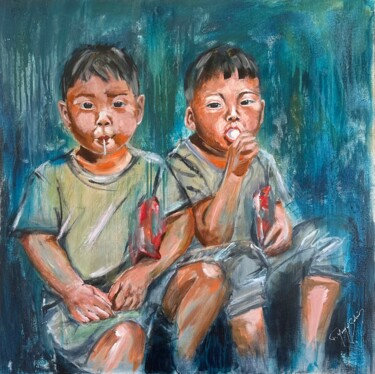 Peinture intitulée "Les sucettes" par Florence Yangui, Œuvre d'art originale, Acrylique