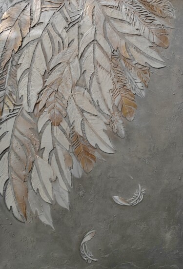 Pintura intitulada "Feathers" por Elena Chugurova, Obras de arte originais, Acrílico Montado em Armação em madeira