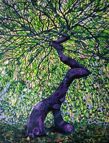 Peinture intitulée "Hêtre d'or" par Elena Lanceleux, Œuvre d'art originale, Acrylique