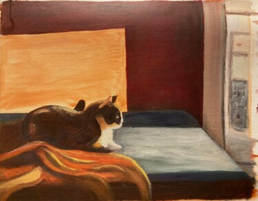 Schilderij getiteld "Gary" door Karine Dessans, Origineel Kunstwerk, Olie Gemonteerd op Frame voor houten brancard