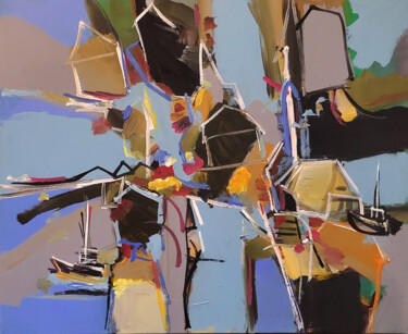 Peinture intitulée "Composition normande" par Muriel Cayet, Œuvre d'art originale, Acrylique Monté sur Châssis en bois