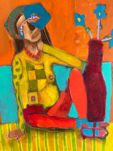 Sweet Contentment Malarstwo zatytułowany „Sweet Contentment” autorstwa Caroline De Aquino, Oryginalna praca, Akryl Zamontowany na Drewniana ra…