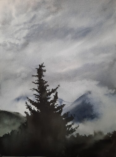 제목이 "Foggy day"인 미술작품 Ekaterina Dushakova로, 원작, 수채화