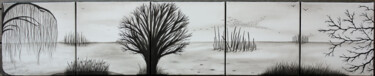 绘画 标题为“Mes arbres” 由Alexandra Danière (Le Monde d'Alex), 原创艺术品, 墨 安装在木质担架架上