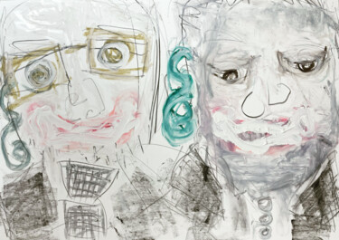 Mentors No. 1 & No. 2 Cheering At Me (Double-Portrait) 제목이 "Mentors No. 1 & No.…"인 미술작품 Susanne Caecilie Walther로, 원작, 파스텔