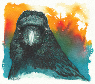 Drawing titled "Rabenvogel 14" by Lilla Varhelyi, Original Artwork, Ink