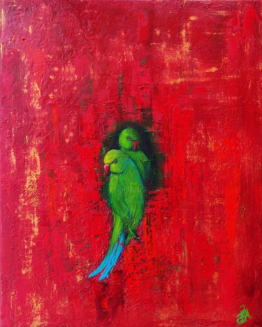 绘画 标题为“Two parrots” 由Mariia Baskal, 原创艺术品, 油 安装在木质担架架上