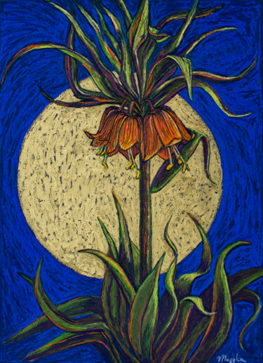 图画 标题为“Full moon blooming…” 由Oksana Muzyka, 原创艺术品, 粉彩