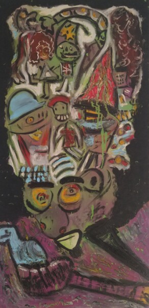Painting titled "In my head`" by Zazi Art, Original Artwork, Oil