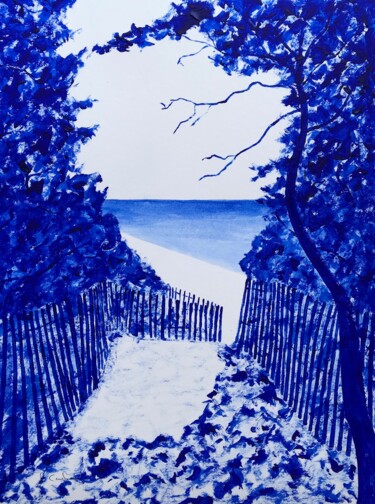 Painting titled "Spérone - bleu outr…" by Frédéric Cadiou, Original Artwork, Acrylic