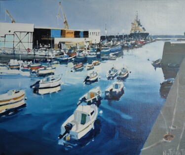 Peinture intitulée "Brest " la criée"" par Nicolas Tréanton, Œuvre d'art originale, Huile