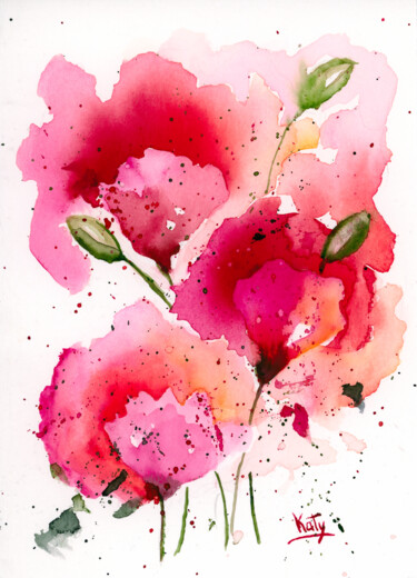 Douceur estivale Peinture intitulée "Douceur estivale" par Catherine Dufrene (Katy), Œuvre d'art originale, Aquarelle