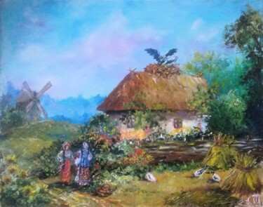 제목이 "Tableau "Village Uk…"인 미술작품 Sergiy Tsymbalov로, 원작, 기름
