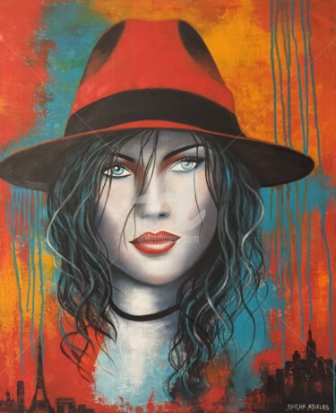 Peinture intitulée ""The traveler"" par Shena Ajuelos, Œuvre d'art originale, Huile Monté sur Châssis en bois