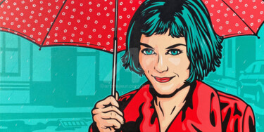 绘画 标题为“Amelie Poulain” 由Jamie Lee, 原创艺术品, 丙烯 安装在木质担架架上