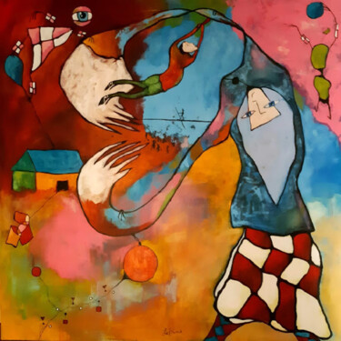 Peinture intitulée "Tenir a ses rêves" par Claude Lépine, Œuvre d'art originale, Acrylique