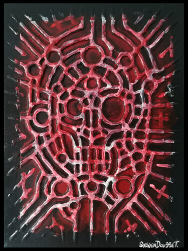 Portrait 27 / Titre provisoire Schilderij getiteld "Portrait 27 / Titre…" door Sylvain Dousset, Origineel Kunstwerk, Acryl Gemonteerd op Frame voor houten…