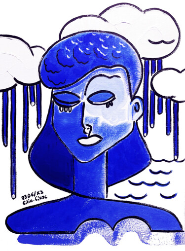 「« Dame au bord des…」というタイトルの絵画 Céline Cénacによって, オリジナルのアートワーク, アクリル