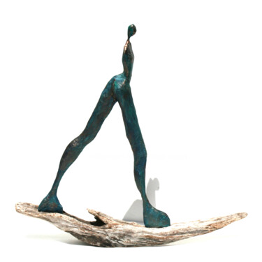 Sculpture de Marcheuse sur bois d'olivier flotté Escultura intitulada "Sculpture de Marche…" por Vanessa Renoux, Obras de arte originais, Papel