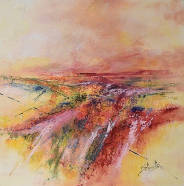 Painting titled "printemps" by Bernard Schembri, Original Artwork, Oil Mounted on Wood Stretcher frame