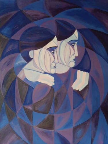 Malerei mit dem Titel "BLUE LOVE" von Edith Stütz, Original-Kunstwerk, Öl