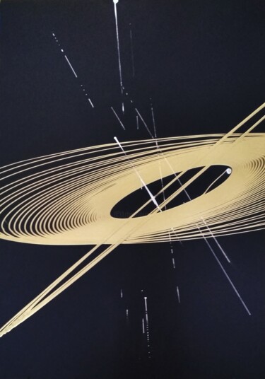Painting titled "Rings in space" by Cyprian Hołownia, Original Artwork, Oil