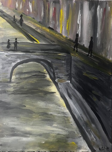 Promenade sur le pont Peinture intitulée "Promenade sur le po…" par Olivier De Pooter, Œuvre d'art originale, Acrylique